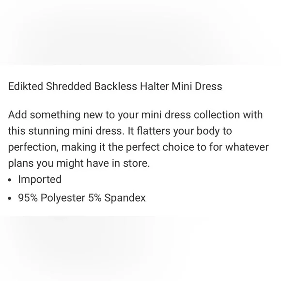 Women’s Edikted Shredded Backless Halter Mini Dress Deep V-Neck Grunge Small - Picture 16 of 16